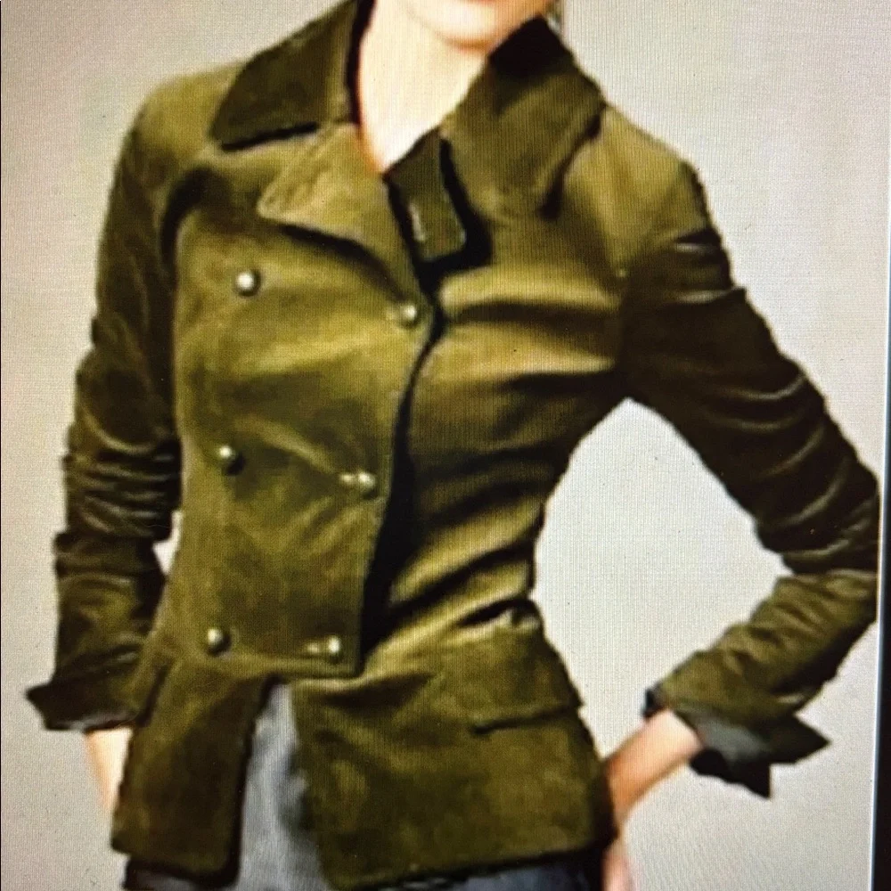 Talbots Velvet Military Jacket Sz 16 Dark Green/Olive Color NWOT - Picture 1 of 9